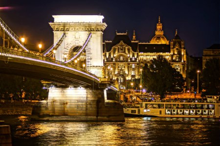 Photo for Budapest night bridge. Shooting Location: Hungary, Budapest - Royalty Free Image