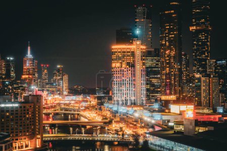Melbourne night cityscape. Shooting Location: Melbourne