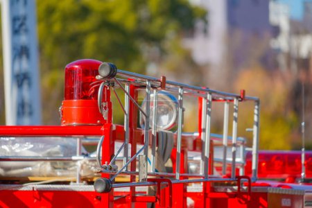 Sirène rouge des camions de pompiers. Lieu de tournage : Kanagawa -ku, Yokohama