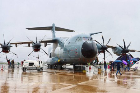 Photo for Luxembourg army PR event - showing their aircraft to public, free. Airbus A400M - a transport aircraft belonging to the Belgian-Luxembourg binational fleet. Findel, Luxembourg - October 2, 2022 - Royalty Free Image