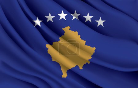Téléchargez les illustrations : Kosovo national flag waving realistic vector illustration - en licence libre de droit