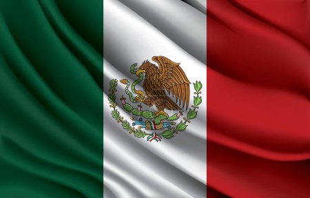 Téléchargez les illustrations : Drapeau national mexicain agitant illustration vectorielle réaliste - en licence libre de droit