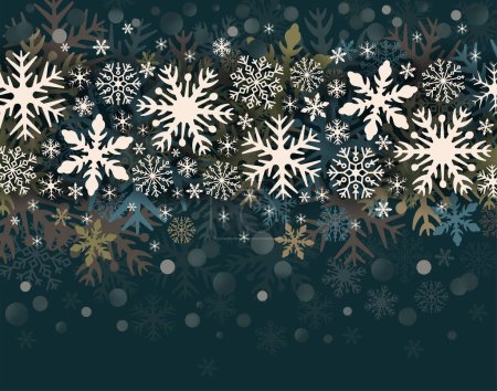 Ilustración de Diseño de copos de nieve para el invierno con espacio de texto lugar. Papel abstracto artesanal Copos de nieve de fondo. tarjeta de felicitación para el invierno. Ilustración vectorial EPS10 - Imagen libre de derechos