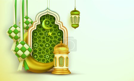 Illustration for 3d Arabesque pattern ornament vector background - Royalty Free Image