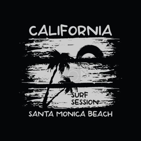 Téléchargez les illustrations : California beach t-shirt et vêtement design - en licence libre de droit