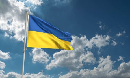 Foto de Ucraniano país azul amarillo nación bandera ondeando azul cielo fondo papel pintado copia espacio patriotismo símbolo ucraniano persona pueblo nacional internacional gobierno europa independencia orgullo democracia - Imagen libre de derechos