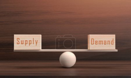 Photo for Cube wooden square circle round background wallpaper demand supply font text symbol decoration business strategy balance product retail market sale economy retail commerce financial trade resource - Royalty Free Image