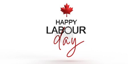 Photo for Happy labour day font text calligraphy maple leaf plant blossom natural environment canada country national symbol sign labour freedom patriotic international employment industry september event label - Royalty Free Image