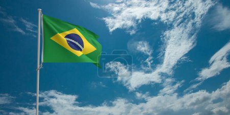 Photo for Brazil flag nation celebration brazilian country symbol patriotic independence sign banner freedom brazil blue green yellow holiday soccer sport concept government pride emblem culture happy football - Royalty Free Image