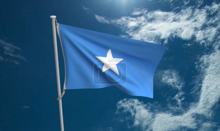 Schließen Somalien Flagge blauer Himmel Wolke weißer Hintergrund Stern Form Patriotismus Politik Regierung Zeichen Land geographische sind Unabhängigkeit Konzept israelisch Muster Abzeichen abstrakte Konflikt Freiheit kubanisch