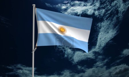 Argentinien Unabhängigkeit Tag 9 9. Juli Monat Flagge blau weiß Farbe blau Himmel Wolke weiß Hintergrund Tapete kopieren Raum Lateinamerika Freiheit Patriotismus Land Banner Plakat Argentinien Urlaub Kunst