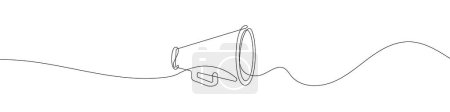 Photo for Continuous line drawing of megaphone. Public horn speaker linear icon. One line drawing background. Vector illustration. Line art of megaphone - Royalty Free Image