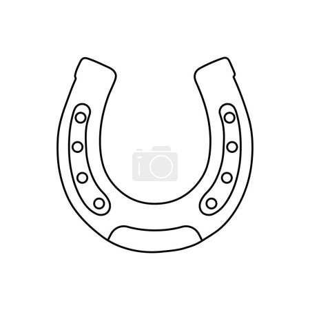 Illustration for Horseshoe linear icon. Horseshoe shape. Luck symbol. Vector illustration. - Royalty Free Image