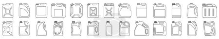 Illustration for Canister icons set. Fuel tank icon. Black linear canister icon. Vector illustration. - Royalty Free Image