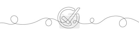 Illustration for Check mark in continuous line drawing style. Line art of the approved symbol. Vector illustration. Abstract background - Royalty Free Image