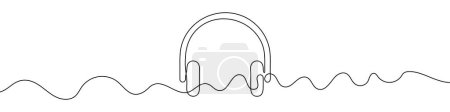 Photo for Headphones sign in continuous line drawing style. Line art of headphones. Vector illustration. Abstract background - Royalty Free Image