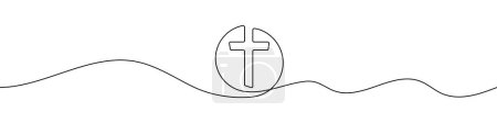 Ilustración de Logo de la iglesia en estilo de dibujo de línea continua. Línea de arte del logotipo de la iglesia. Ilustración vectorial. Fondo abstracto - Imagen libre de derechos