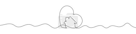 Photo for Love for home symbol in continuous line drawing style. Line art of heart with house. Vector illustration. Abstract background - Royalty Free Image