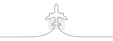 Photo for Continuous line drawing of airplane icon. Aircraft linear icon. One line drawing background. Vector illustration. Airplane continuous line icon - Royalty Free Image
