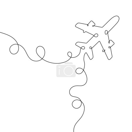 Photo for Continuous line drawing of airplane icon. Aircraft linear icon. One line drawing background. Vector illustration. Airplane continuous line icon - Royalty Free Image