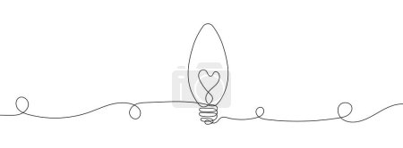 Illustration for Continuous linear drawing of light bulb icon. One line drawing background. Vector illustration. Linear drawing image of lamp icon - Royalty Free Image