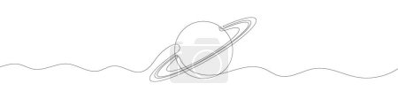 Ilustración de One continuous line drawing of planet. Saturn planet in one line drawing. One line drawing background. Vector illustration. Line art of planet - Imagen libre de derechos