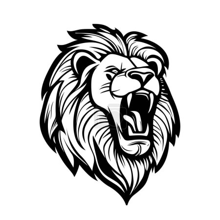 Ilustración de Diseño del logo de Lion head. Silueta abstracta de una cabeza de león. Cara malvada de león. Ilustración vectorial - Imagen libre de derechos