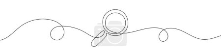 Loupe in continuous line drawing style. Line art of magnifying glass. Vector illustration. Abstract background