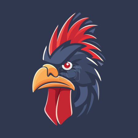 Illustration for Rooster logo design. Cute rooster head. Image of a rooster in flat style. Vector illustration - Royalty Free Image
