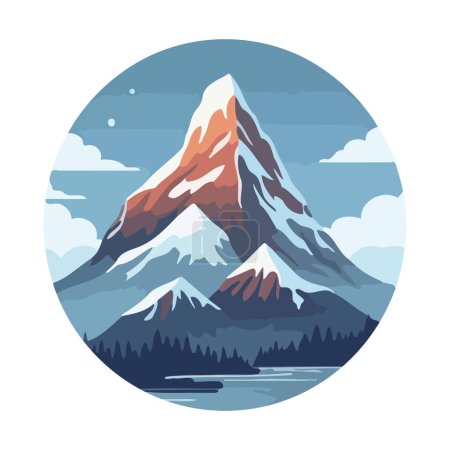 Mountain image. Cute rocky peaks in flat style. Mountaintop image. Vector illustration