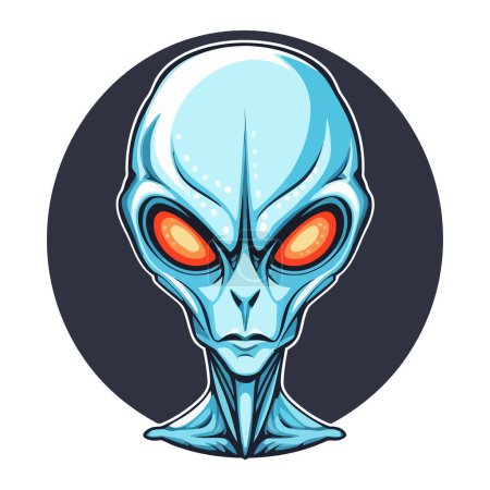 Ilustración de Imagen de alien. Linda cabeza alienígena de dibujos animados aislado sobre fondo blanco. Ilustración vectorial - Imagen libre de derechos