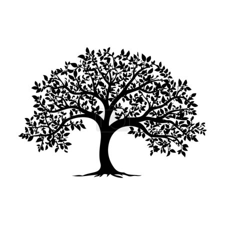 Photo for Tree silhouette. Abstract black image of a tree with leaves. Vector illustration. Generated AI - Royalty Free Image