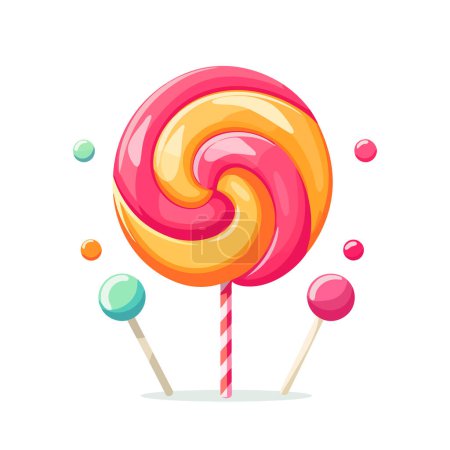 Photo for Lollipop image isolated. Sweet spiral lollipop on stick. Twisted candy image in flat design. Vector illustration - Royalty Free Image