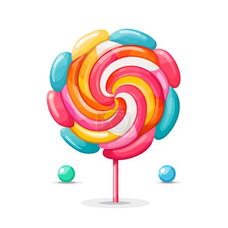 Illustration for Lollipop image isolated. Sweet spiral lollipop on stick. Twisted candy image in flat design. Vector illustration - Royalty Free Image