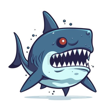 Ilustración de Icono del logotipo del tiburón azul enojado. Imagen de tiburón enojado aislado en blanco. Ilustración vectorial. - Imagen libre de derechos