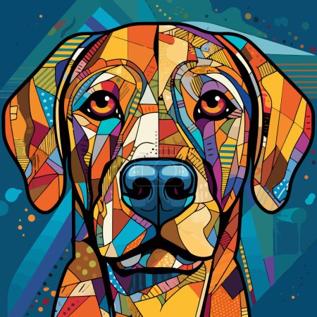 Ilustración de Pintura para perros al estilo del cubismo. Pintura abstracta de un perro al estilo de Picasso. Ilustración vectorial. - Imagen libre de derechos