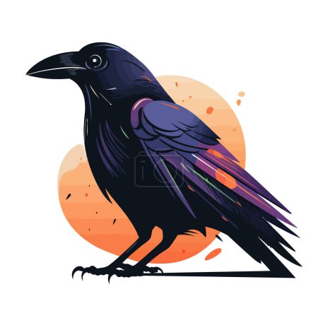 Crow image. Cute crow isolated on white background. Illustration of a crow. Vector illustration.