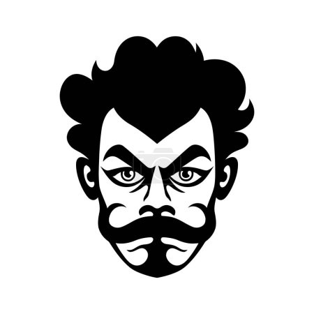 Photo for Male face icon. Black illustration of a man's face with mustache. Vector illustration - Royalty Free Image
