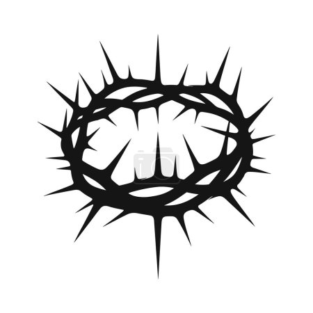 Photo for Crown of thorns icon. Black silhouette of a crown made of thorns on a white background. Christian symbol. Vector illustration - Royalty Free Image