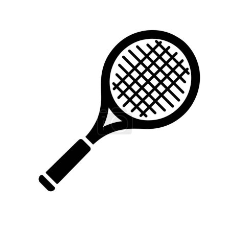 Photo for Tennis racket icon. Black silhouette of a tennis racket in flat design. Vector illustration - Royalty Free Image