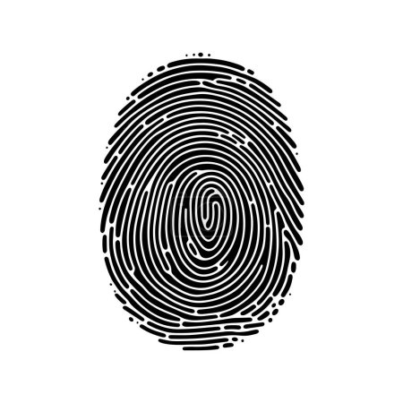 Illustration for Fingerprints icon. Black fingerprints on white background in flat design. Vector illustration - Royalty Free Image