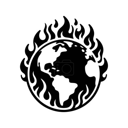 Photo for Black icon of Earth with flame. Global warming or climate change concept. Globe icon. Vector illustration - Royalty Free Image