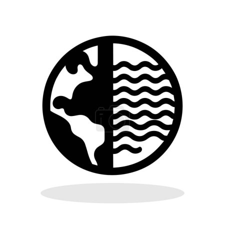 Photo for Climate crisis emblem with Earth and rising heat. Black icon of Globe with water waves. Vector illustration - Royalty Free Image