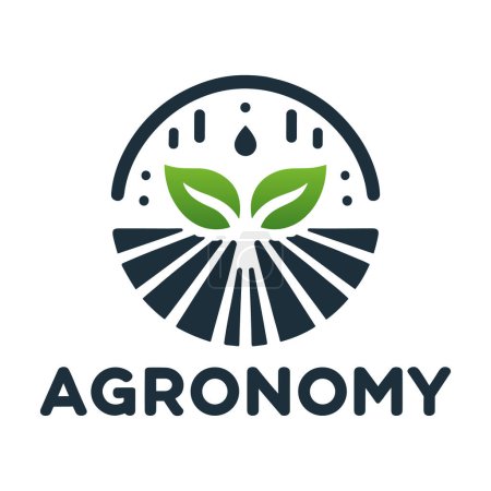 Photo for Agriculture logo design. Stylized agronomy logo with raindrops, leaves and fields. Vector illustration. - Royalty Free Image
