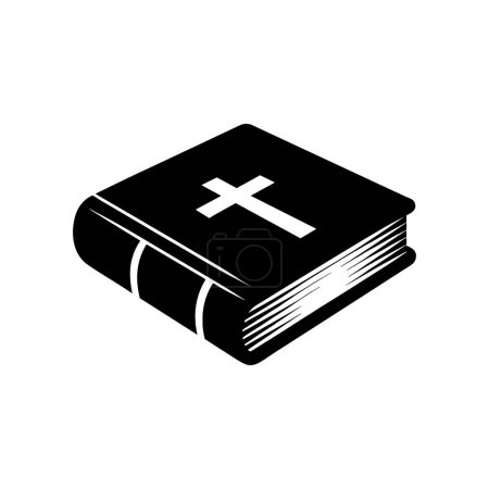 Photo for Bible Icon. Religious symbol. Black silhouette of a Bible with a cross on white background. Vector illustration. - Royalty Free Image