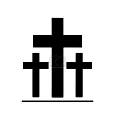 Photo for Calvary icon. Black icon of three Christian crosses on a white background. Calvary symbol. Vector illustration. - Royalty Free Image