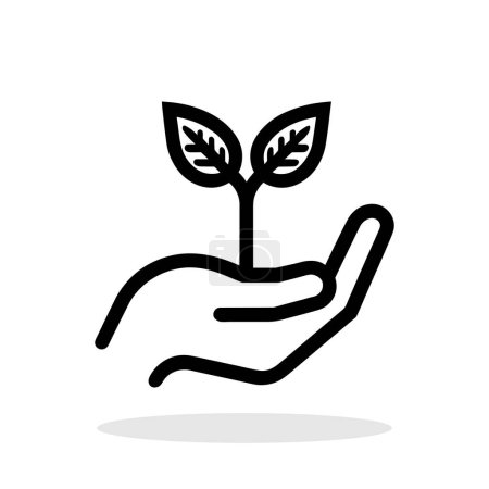 Photo for Hand embracing leaf icon isolated. Simplistic environmental emblem. Silhouette of nurturing hand with a stylized leaf. Hand protecting a leaf - Royalty Free Image
