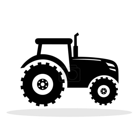 Photo for Tractor icon. Black silhouette of a tractor. Side profile of the tractor icon in flat style. Vector illustration. - Royalty Free Image