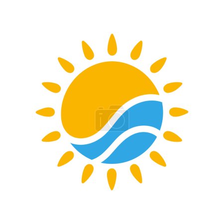 Photo for Sun icon and water waves. Global warming or climate change concept. Vector illustration - Royalty Free Image