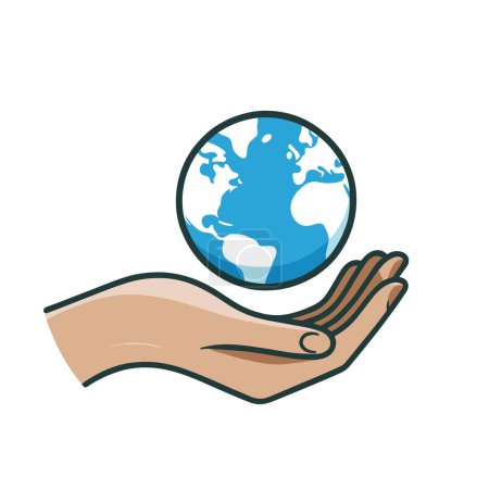 Photo for A hand holds an Earth globe. Concept of caring for the Earth. Vector illustration - Royalty Free Image